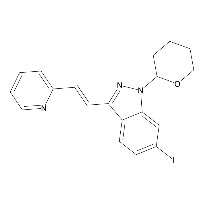 (E)-6-Iodo-3-(2-(pyridin-2-yl)vinyl)-1-(tetrahydro-2h-pyran-2-yl)-1 h-indazole