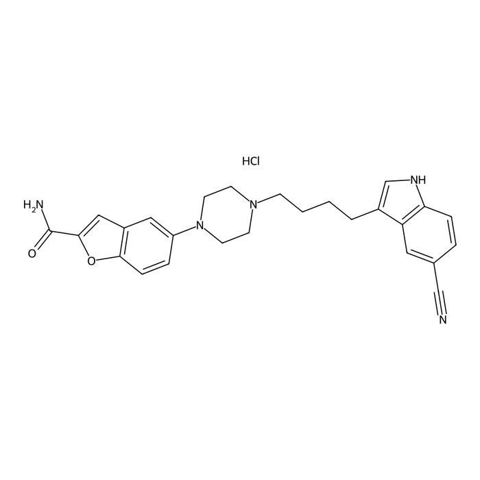 Vilazodone hydrochloride (Synonym: 5-(4-(4-(5-Cyano-1H-indol-3-yl)butyl)piperazin-1-yl)benzofuran-2-carboxamide hydrochloride)